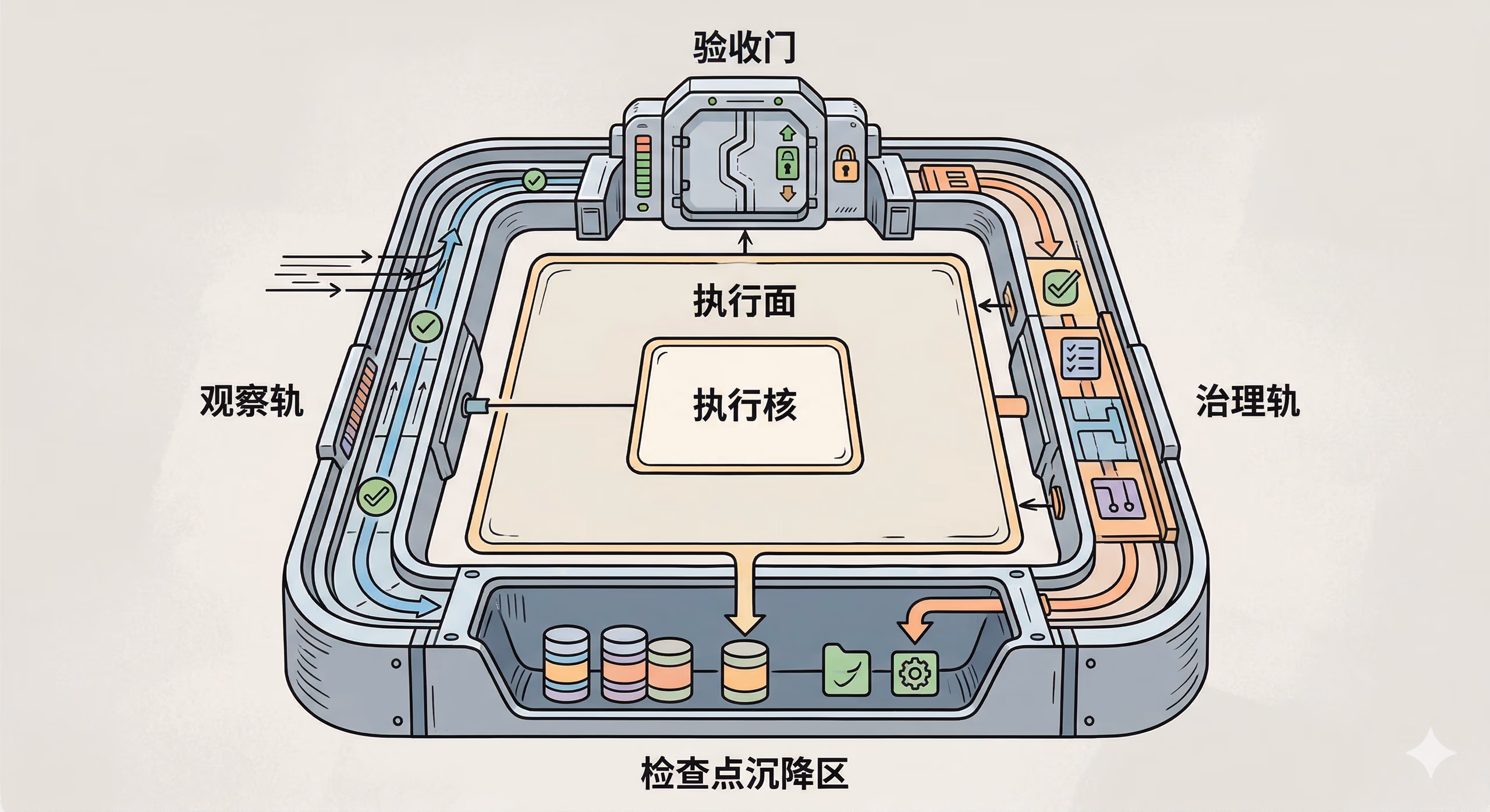 MultiAgent 生产护栏与治理重点示意图